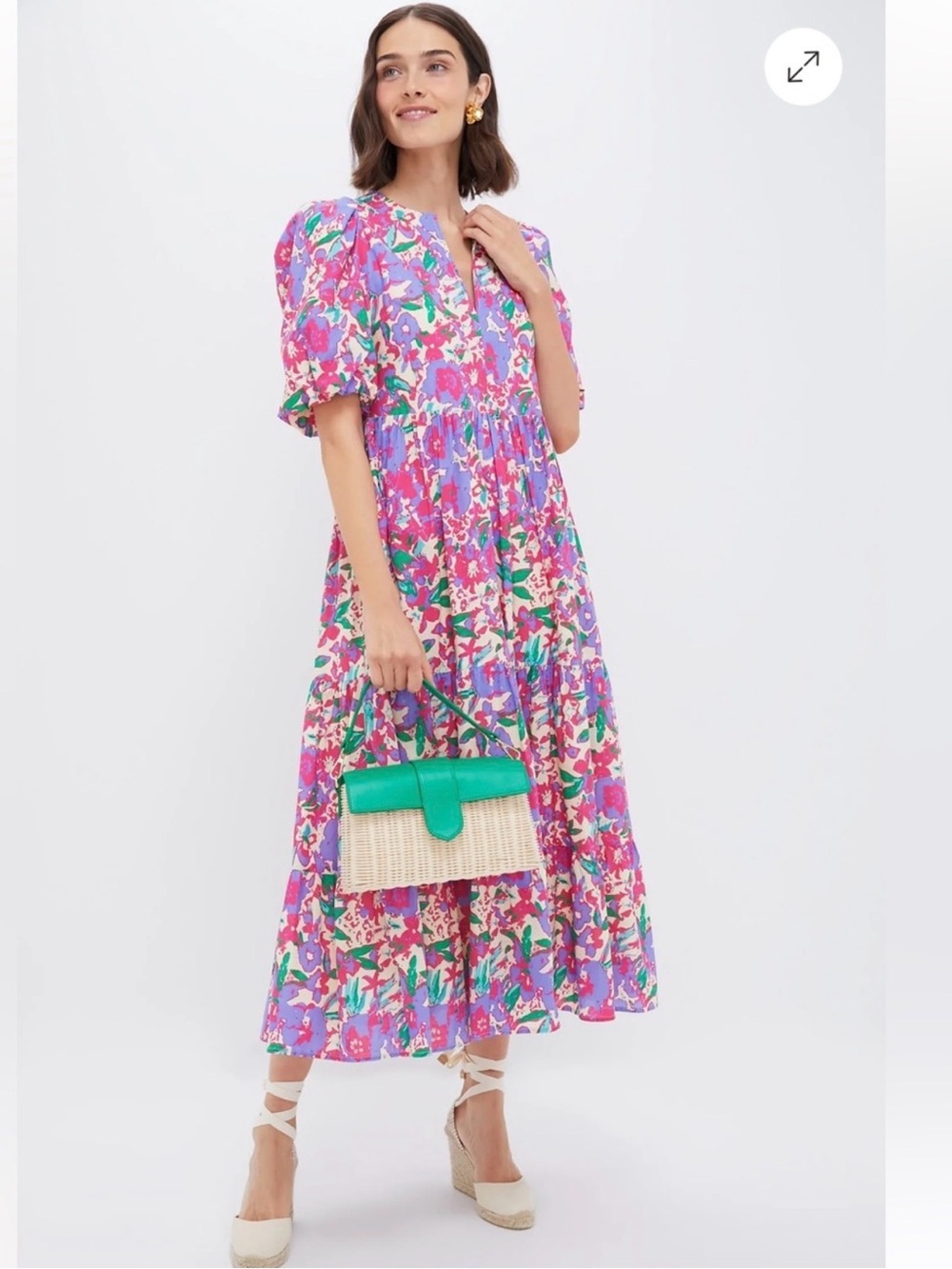 Tuckernuck Floral Puff-Sleeve Maxi Dress - Pink & Purple
